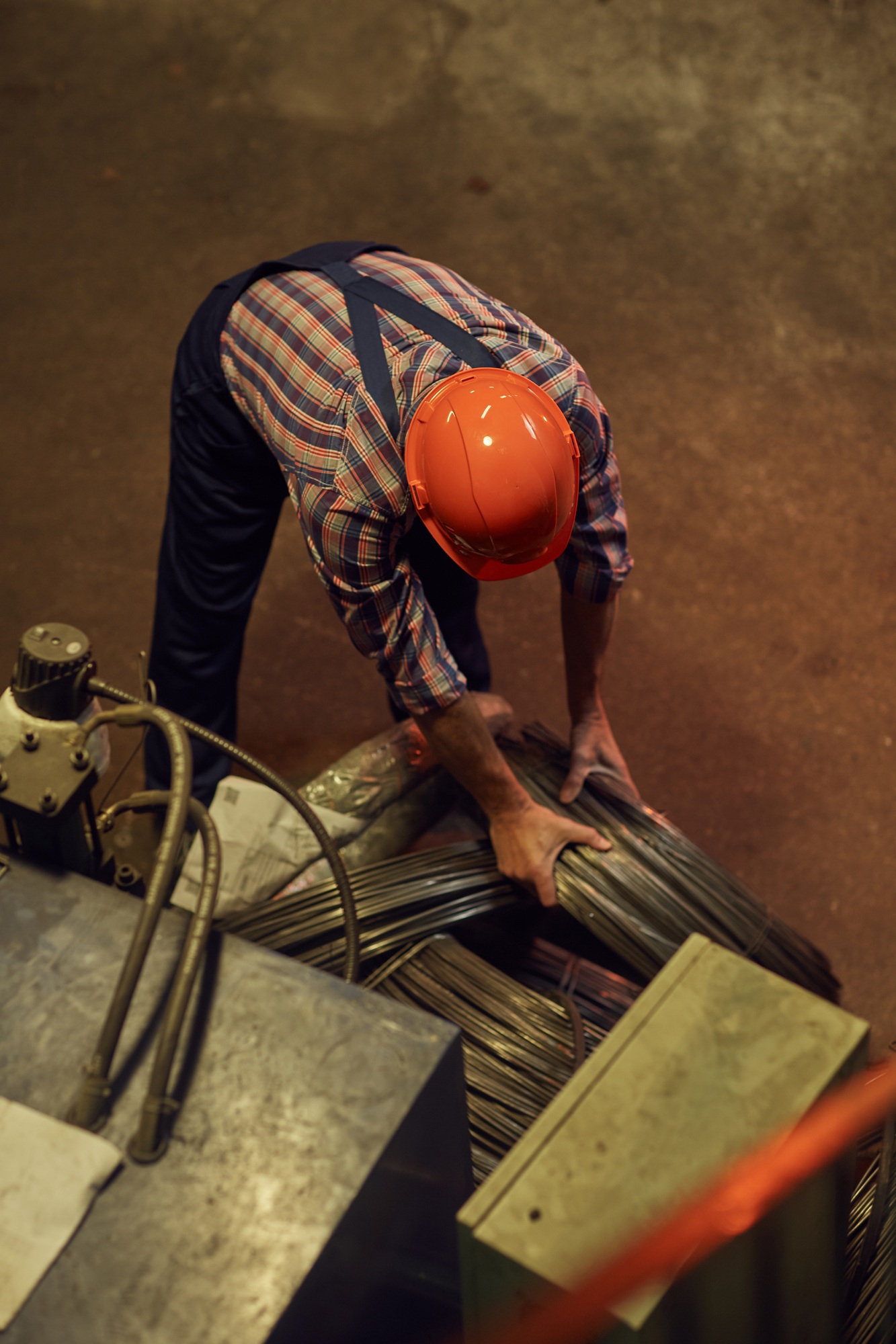 Technician working with cables
